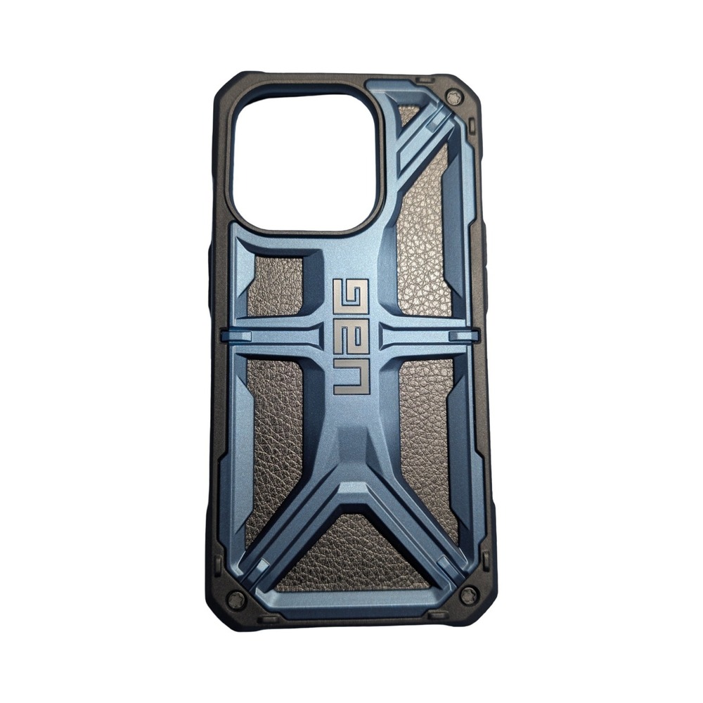 Cc9-O UAG Monarch Pro MagSafe Case Apple iPhone 15 Pro Blue/Black With Leather